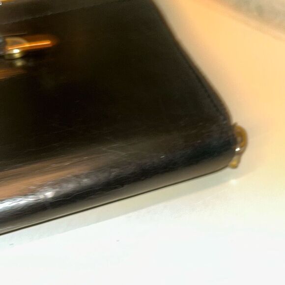 Prada Vitello Shine Zip Around Long Wallet Black Bow Front Elevated Basic Preppy - Picture 8 of 12